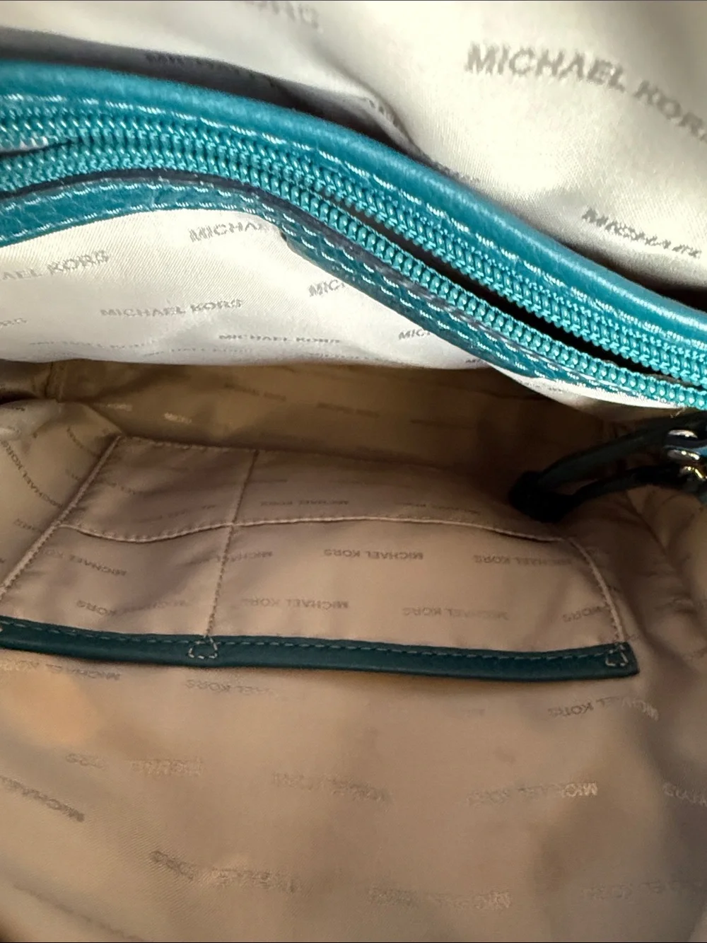 Michael Kors Teal and Navy Pebbled Leather Backpack NEVER WORN BRAND NEW